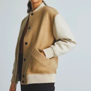 NWT - EVERLANE - Oversized Wool Bomber - Cream & Camel